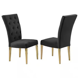 English Elm Modern Velvet Upholstered Dining Chair Set Of 2 With Gold Legs, Chic Tufted Design For Glam Spaces B011P353093