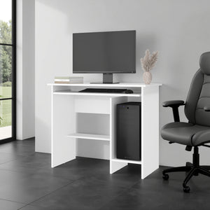 English Elm Koyuk White Computer Desk with Keyboard Tray Cpu Storage and Lower Shelf for Home Office B097P474288
