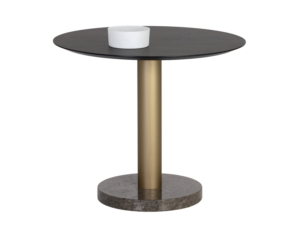 Sunpan Monaco 35.5" Modern Bistro Table with Unique Grey Marble & Gold Iron Base for Stylish Dining Spaces