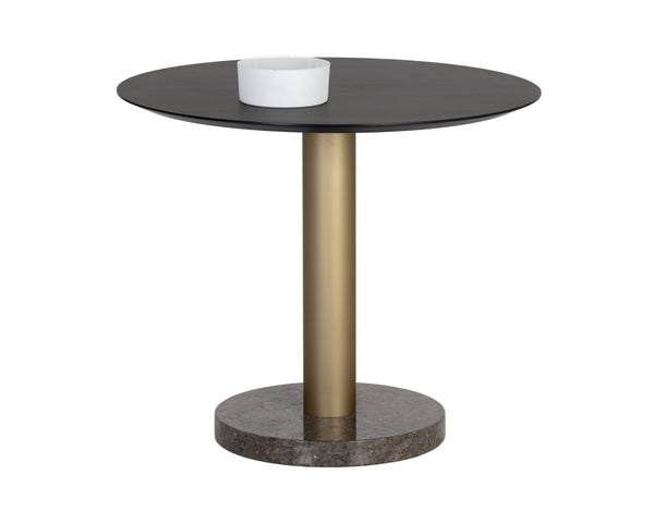 Sunpan Monaco 35.5" Modern Bistro Table with Unique Grey Marble & Gold Iron Base for Stylish Dining Spaces
