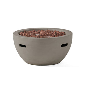 English Elm 27" Mgo Bowl Fire Pit 40000 Btu Propane Concrete Finish Outdoor Patio Focal Point N772P401888G