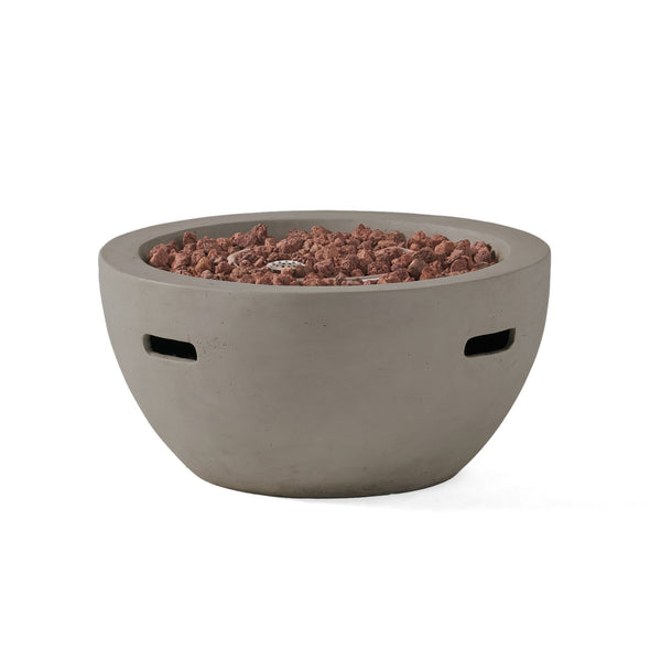 English Elm 27" Mgo Bowl Fire Pit 40000 Btu Propane Concrete Finish Outdoor Patio Focal Point N772P401888G