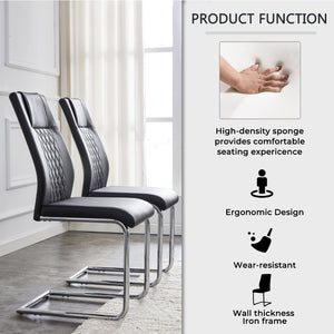 English Elm Table Marble-Pattern Mdf Dining Set – Modern 63"X37" Table With 4 Ergonomic Black Pu Chairs W1151S02183-GIGA