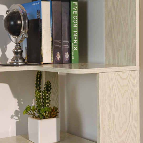 English Elm 90cm L-shaped Corner Bookcase Five Tier Mdf Open Shelving for Living Room Office W2899P444151
