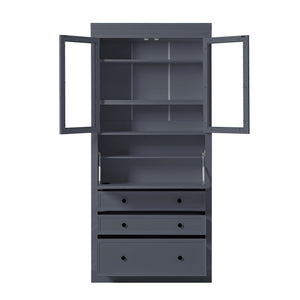 English Elm Topmax Shaker Pantry Cabinet with Drawers Power Outlet and Glass Doors SP000094AAE