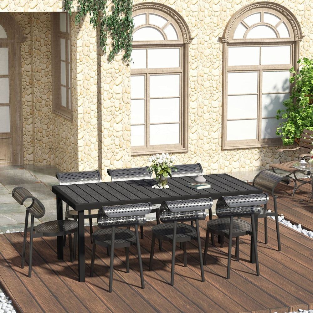 English Elm Outsunny 75" Rectangular Outdoor Dining Table For 8, Durable Aluminum Frame With Faux Wood Top W2225P174355-GIGA