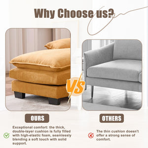 English Elm United U-Shaped Cloud Couch - 110" Chenille Sectional Sofa With Memory Foam & Double Chaise Comfort W1568S00213-GIGA