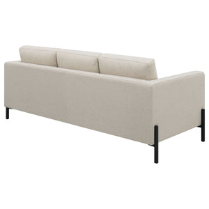 English Elm Tilly Oatmeal Track Arm Sofa with Herringbone Fabric, Mid-Century Metal Legs, Sleek Tailored Design B062P358310