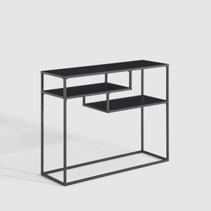 42" Metal and Wood Tiered Shelf Entry Table Black MAYL2KSB Walker Edison