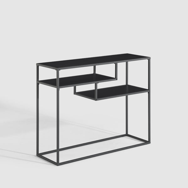 42" Metal and Wood Tiered Shelf Entry Table Black MAYL2KSB Walker Edison