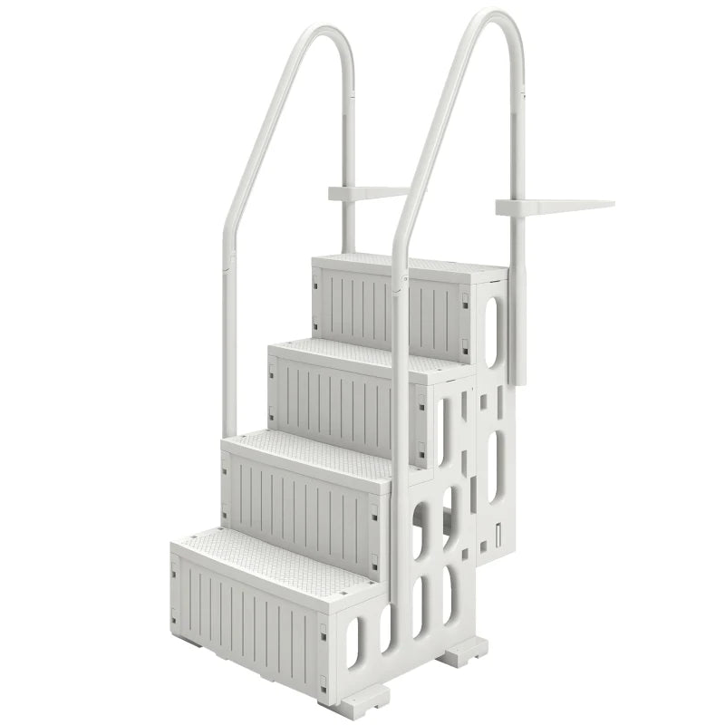 English Elm Adjustable Above Ground Pool Ladder with Dual Handrails Four Steps Hdpe Build T3971P476048