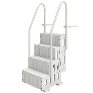English Elm Adjustable Above Ground Pool Ladder with Dual Handrails Four Steps Hdpe Build T3971P476048