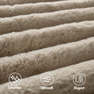 JLA Home Madison Park - Ultrasoft Plush Ribbed Faux Fur Comforter Set with Crystal Velvet Backing, Oeko‑Tex Certified Luxury Taupe MP10-8441