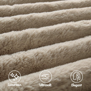 JLA Home Madison Park - Ultrasoft Faux Fur Ribbed Comforter Set reinvents your bedroom with plush velvet reverse, Oeko‑Tex safety and lasting loft Taupe MP10-8440