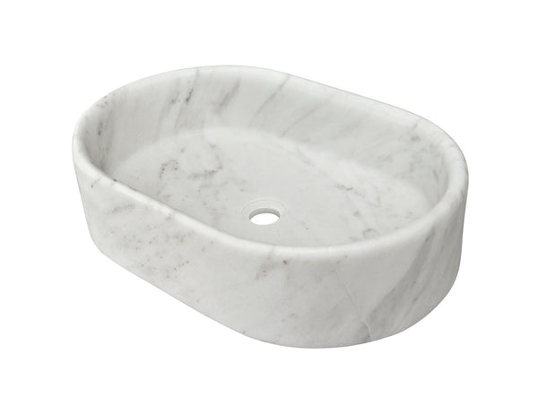 English Elm White Natural Marble Vessel Sink - Semi-Polished Elegance, Durable Design For Luxurious Bathrooms W1696P333273-GIGA