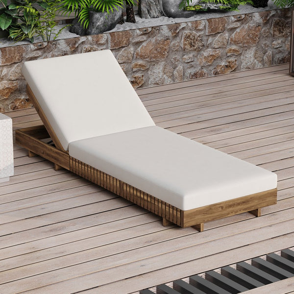 English Elm Christopher Knight Home® - Lounge Chaise Set - Stylish Acacia Wood With Cream Cushion, Adjustable Recline, Weather-Resistant Design N770P281696T_65429.00CUSH