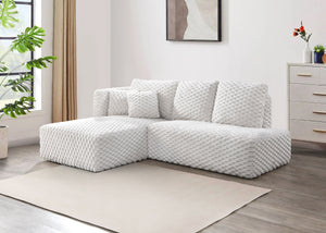 English Elm Manya Ivory Corduroy Sectional Sofa with Right-Facing Loveseat & Left Chaise, 2 Toss Pillows, 96" B2726S00534