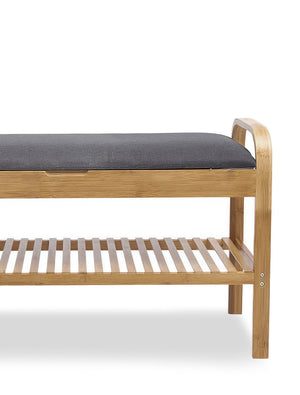 English Elm Contemporary Entryway Bench with Open Shoe Storage, Fabric Seat & Coat Rack Compact Space Saver Gray,Natural 9 L x 36 W x 16 H B2741P345162