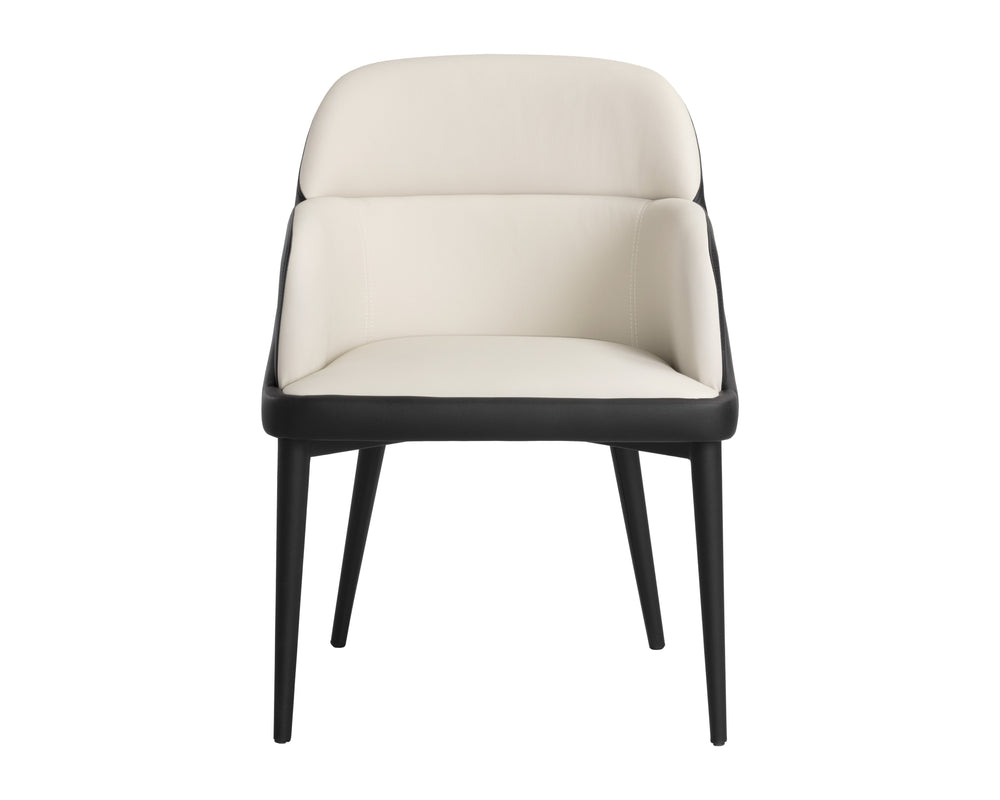 Sunpan Hagan Futuristic Dining Armchair - Stylish Modular Design in Dillon Cream & Black Faux Leather