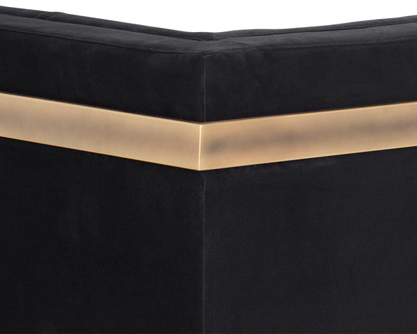 Sunpan Ekon Sofa - Boldly Refined Design with Deep Button Tufting and Rustic Bronze Steel Frame for Any Space Abbington Black