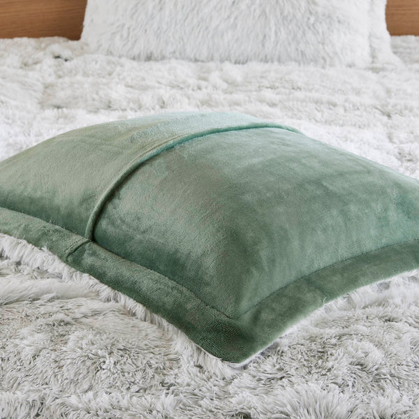 English Elm 2 Piece Shaggy Faux Fur Twin Comforter Set Hypoallergenic Cozy Textural Bedding White+Green B035P319583