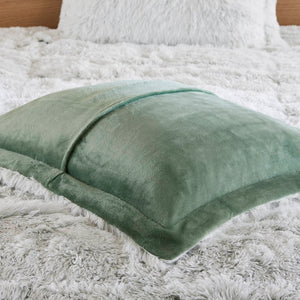 English Elm 3 Pcs King/Cal King Shaggy Faux Fur Comforter Mini Set - Luxurious Green/White Cozy Bedding Ensemble B035P319585