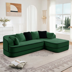 English Elm 106" Teddy Fabric Sofa - Luxurious No Assembly L-Shaped Couch With Chaise For Cozy Living Rooms, Green W714S01421