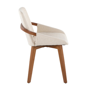 English Elm Dining/accent Chair Solid Wood Tapered Legs Cream Upholstery Mid-century Modern Seating B202P471304