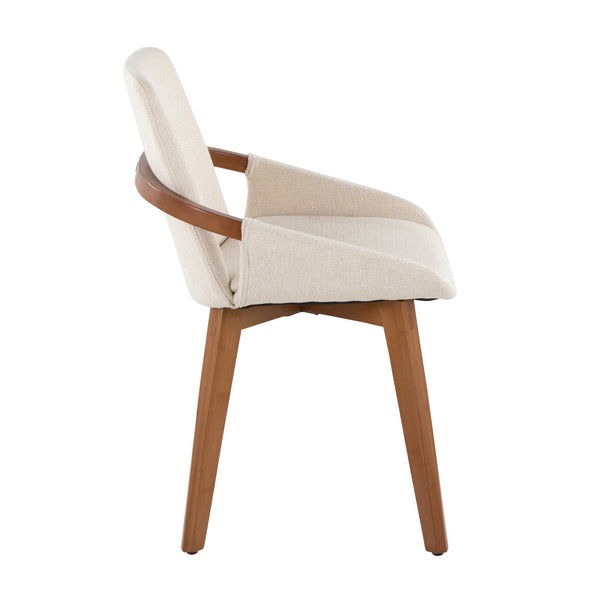 English Elm Dining/accent Chair Solid Wood Tapered Legs Cream Upholstery Mid-century Modern Seating B202P471304