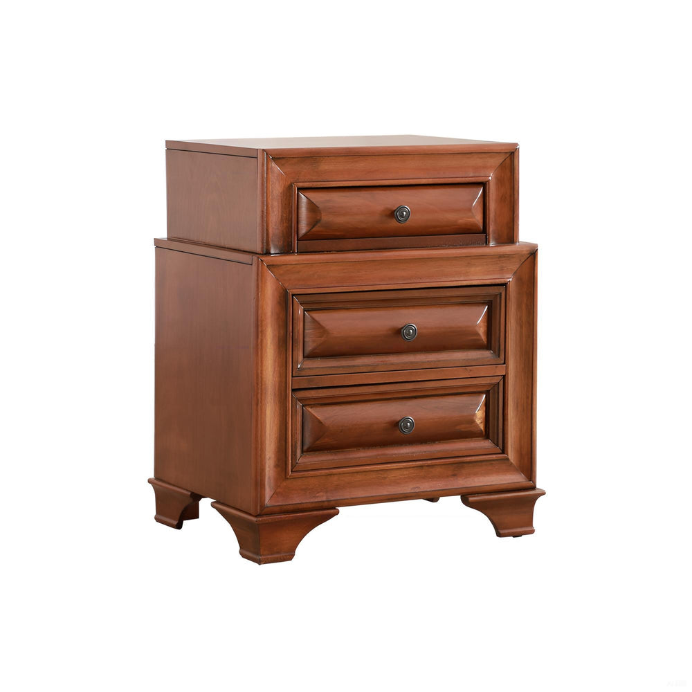 English Elm Charming Oak Nightstand with Curved Fronts — 3-Drawer Durable Particleboard Bedside Table, 29"H x 24"W x 17"D B078118432