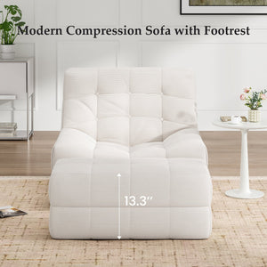 English Elm Bean Bean Bag Chair for Adults with Ottoman Filled with High-Density Memory Foam for Superior Comfort and Support Beige T3623P408789