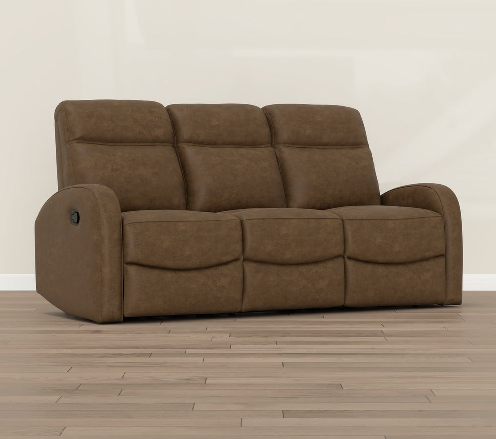 English Elm Brown Dual Reclining Sofa with Pillow Back Cushions and Pull Tab Seats for Living Rooms Brown B361P483239