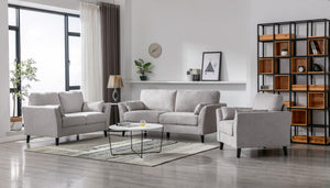 English Elm Damiano Three Piece Woven Fabric Living Room Set with Sofa Loveseat and Accent Chair B2749S00148