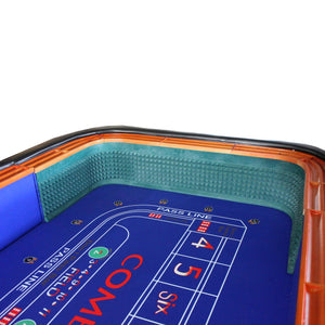 English Elm 12 Foot Casino Craps Table Blue Felt Surface Padded Rail Home Game Room Play W2748S00066
