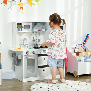 English Elm Qaba Kids Play Kitchen Playset with Lights Sounds Ice Maker and Chef Accessories W2225P229736