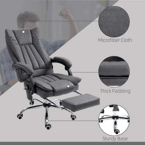English Elm Vinsetto Microfiber High Back Office Chair With 6-Point Massage, Heat, Footrest & Ergonomic Comfort W2225P217522-GIGA