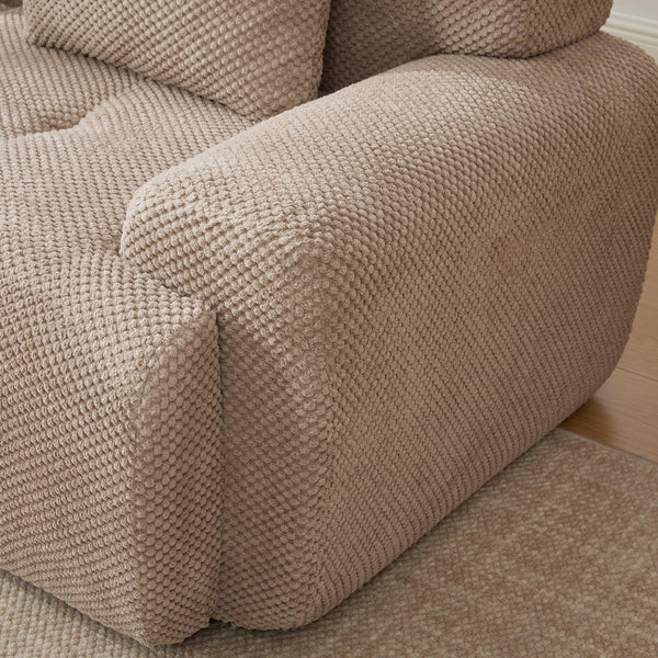 English Elm Loveseat Modular Cloud Floor Sofa Tufted Fuzzy Fabric Couch for Small Apartment Spaces Taupe W5385P455468
