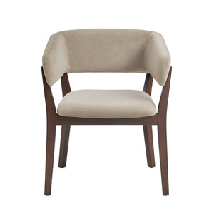 English Elm Blake Solid Beech Frame Faux Mohair Armchair with Sculptural Wraparound Backrest, Commercial Grade Comfort Natural B365P397792
