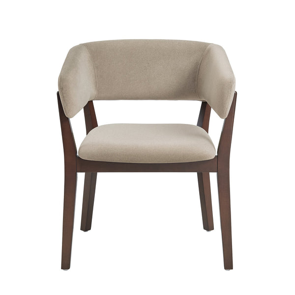 English Elm Blake Solid Beech Frame Faux Mohair Armchair with Sculptural Wraparound Backrest, Commercial Grade Comfort Natural B365P397792