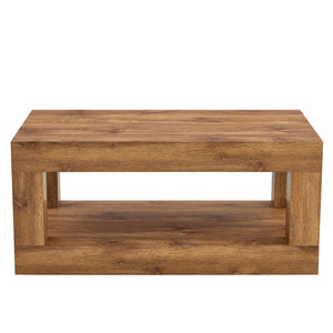 English Elm Modern Two Tier Rectangular Coffee Table with Open Shelf for Living Room Storage W3875P389550