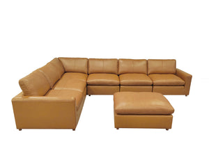 English Elm Leather Match Modular Sectional Sofa with Top Grain Upholstery for Open Living Rooms Ginger B2748S00165