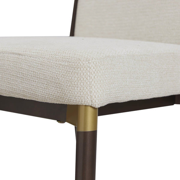 English Elm Modern Armless Counter Stools Set of 2 Upholstered Iron Frame with Gold Accents Brown+Beige N771P345828W
