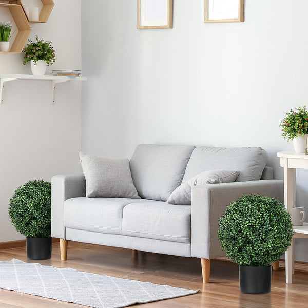 English Elm Homcom Set Of 2 20.5" Lifelike Boxwood Topiary Trees For Indoor/Outdoor Decor, Low Maintenance Greenery W2225P217289