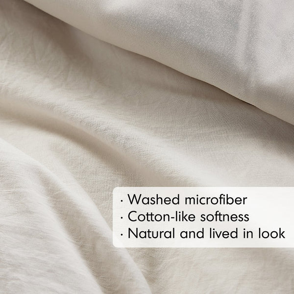 English Elm 3-piece Cal King Pintuck Pleated Microfiber Comforter Set Soft Washed Tailored Bedding Neutral B035P463229