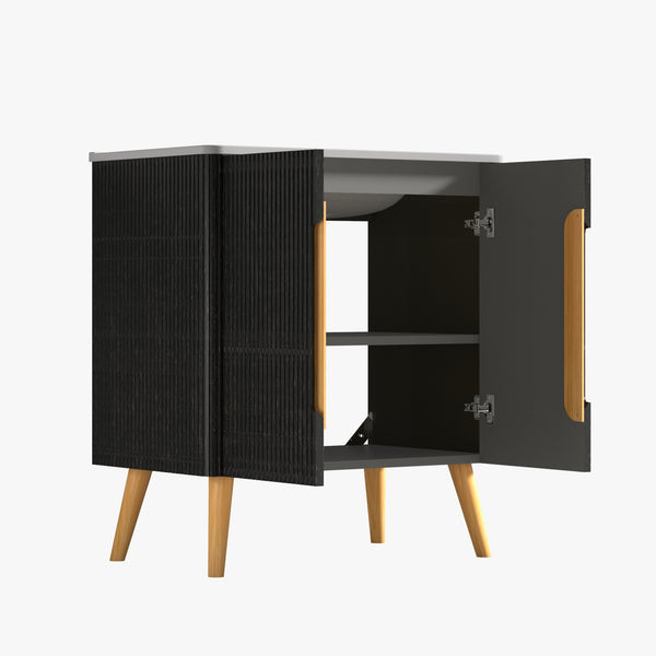 English Elm Cc0430f308 Etna Freestanding Bathroom Vanity Handleless Oak Cabinet Modern Bath W1865P330155