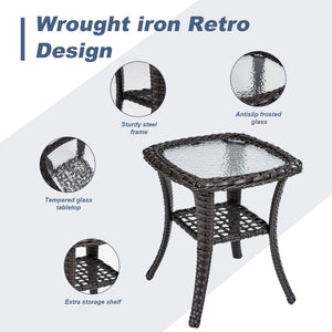 English Elm Tl Nine Piece Outdoor Pe Rattan Patio Set with Swivel Chairs Sofa and Side Table W5382S00009
