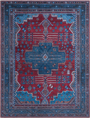 Unique Loom Mangata Molly Machine Made Medallion Rug Red and Blue, Ivory/Light Blue/Light Brown/Gray 9' 2" x 12' 2"