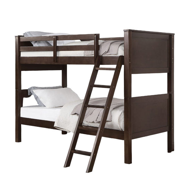 English Elm Transitional Twin Over Twin Bunk Bed In Walnut Finish With Safety Rails And Versatile Design Options B2741S00323-GIGA
