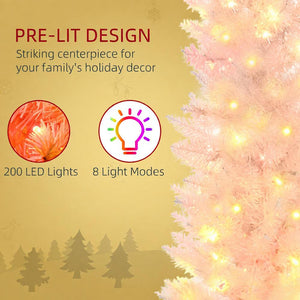 English Elm Christmas Slim Pencil Tree 6ft Tall Multicolor Led Lights with Eight Festive Modes T3971P420103