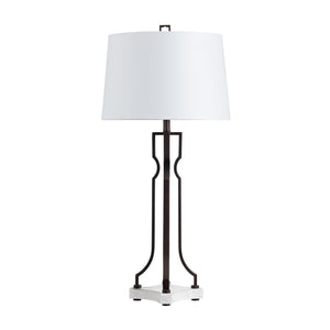 Crestview Collection 34"H Aged Bronze Table Lamp With White Marble Base, Elegant Shade & 3-way Socket For Modern Homes   Cvazer187